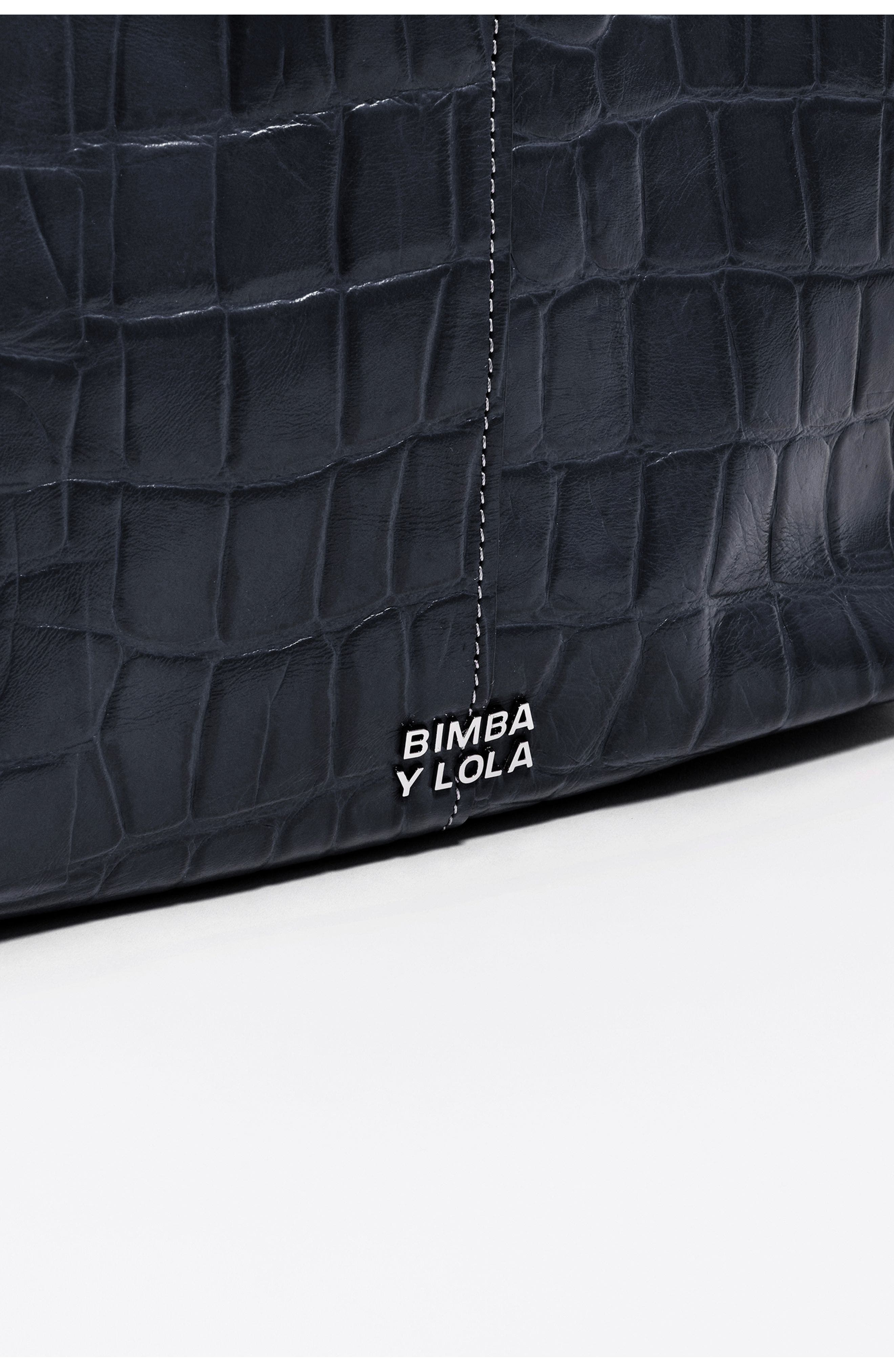 Bimba y Lola Medium Leather Shopper Bag, Alternate, color, Petrol Blue