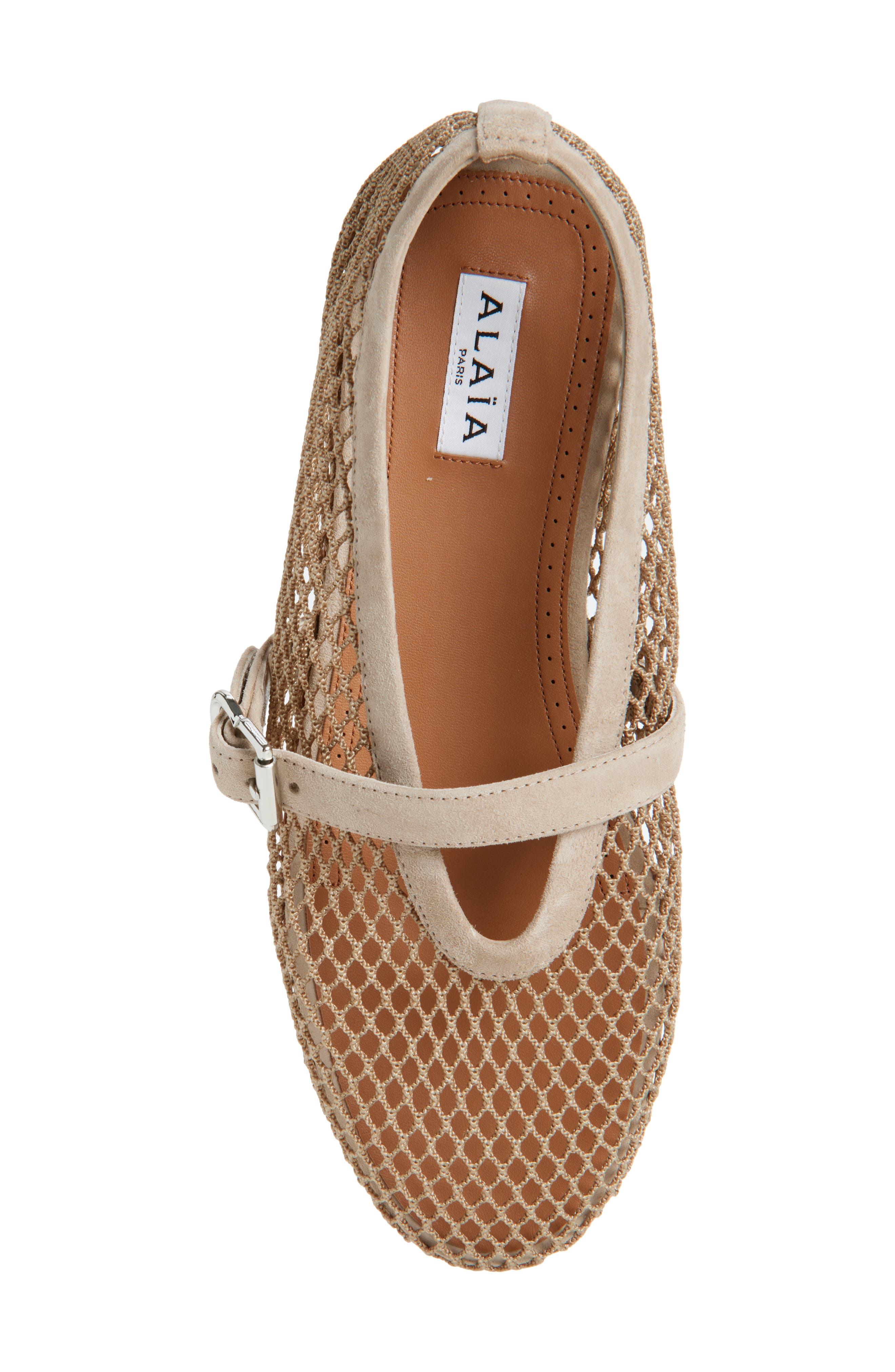 Alaïa Mesh Ballet Flat, Alternate, color, Grege