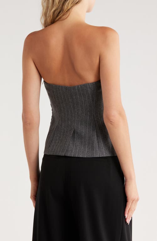 A.l.c Renee Strapless Pinstriped Wool-blend Flannel Top In Gray
