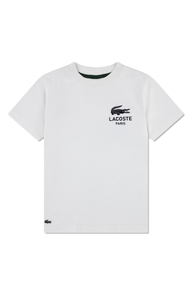 Lacoste Kids' Logo Organic Cotton Graphic T-Shirt, Main, color, Farine