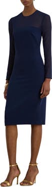 Lauren Ralph Lauren Sheer Yoke Wool Cocktail Dress