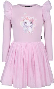 Rock Your Kid Kids' Rebel Unicorn Long Sleeve Tulle Graphic Dress