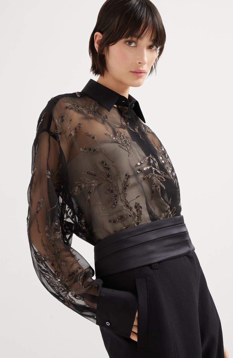 Brunello Cucinelli Flora Embroidery shirt, Alternate, color, 