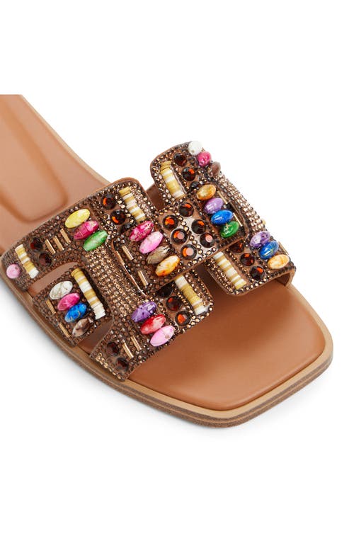 Aldo Women's Eleny Embellished Slide Flat Sandals In Brown Multi