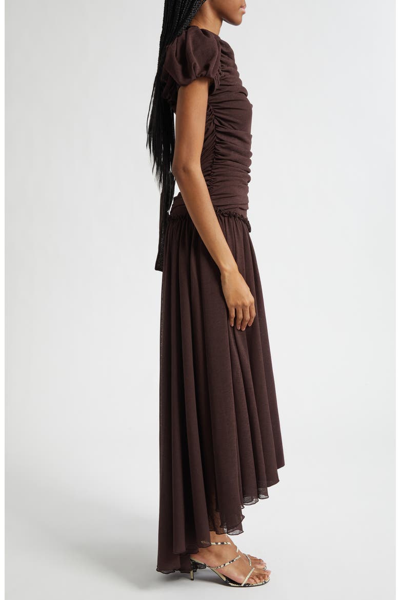 Adeline Open Back Semisheer Chiffon Maxi Dress, Alternate, color, BROWN