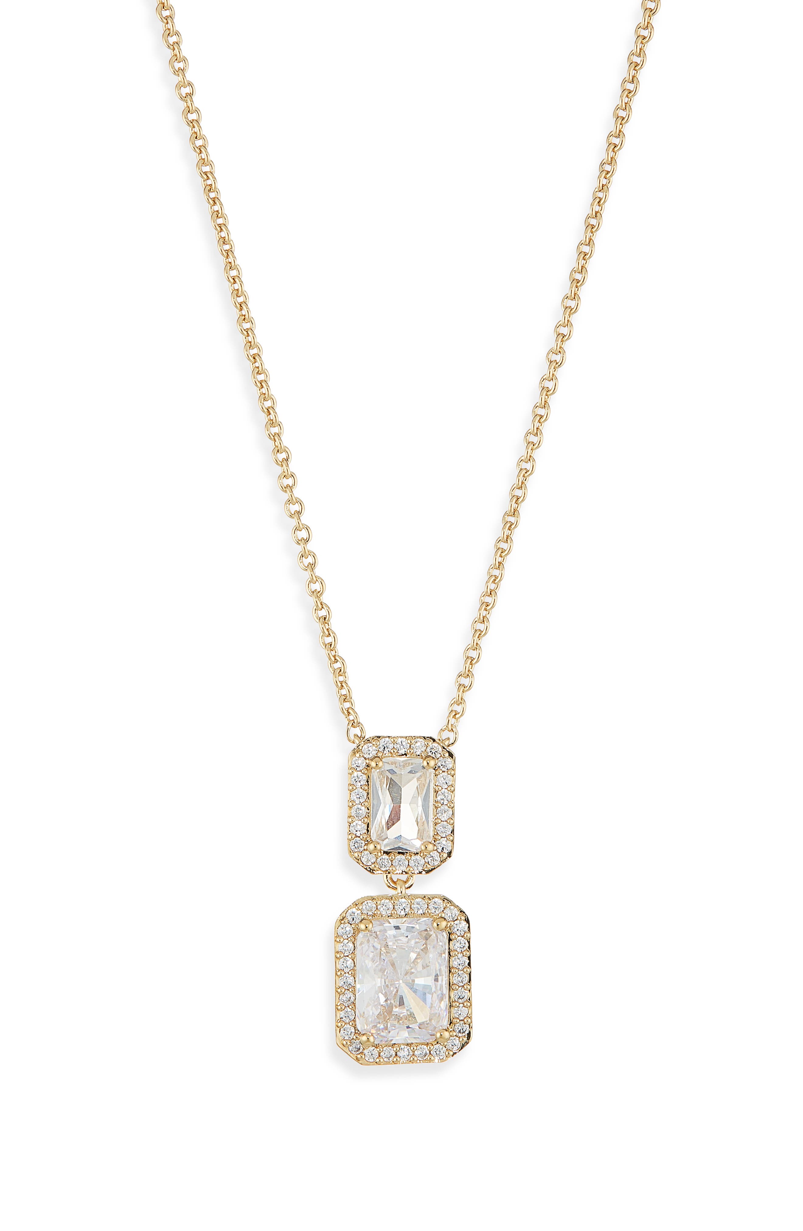 Nadri Halo Emerald Pendant Necklace