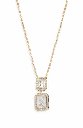 Nadri Halo Emerald Pendant Necklace