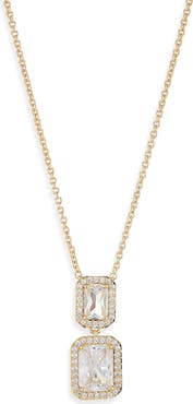 Nadri Halo Emerald Pendant Necklace