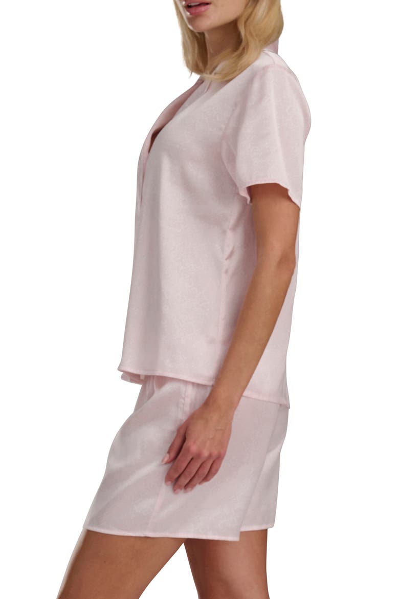 Satin Notch Collar & Boxer Pajamas, Alternate, color, TEXTURED GEO PINK