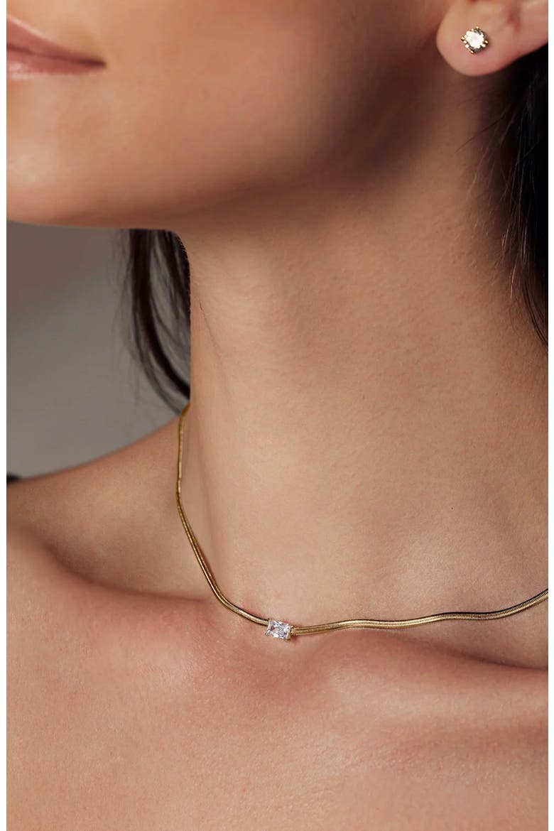 Sterling Silver 18k Gold Plated Sena Necklace Dainty Sparkle Everyday, Alternate, color, Gold