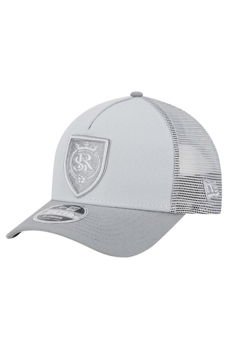 New Era Men's New Era Gray Real Salt Lake Color Pack 9FORTY A-Frame Adjustable Trucker Hat, Main, color,