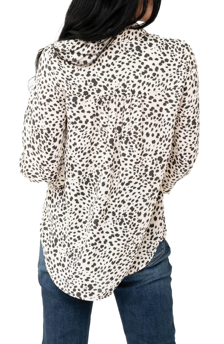 GIBSONLOOK Button Front Blouson Sleeve Blouse, Alternate, color, Sand Dollar Animal