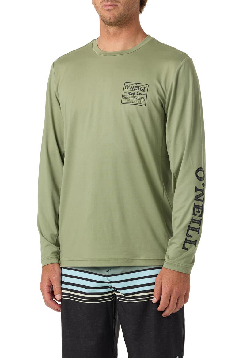 Block UPF Performance Graphic Long Sleeve T-Shirt, Main, color, OIL GREEN