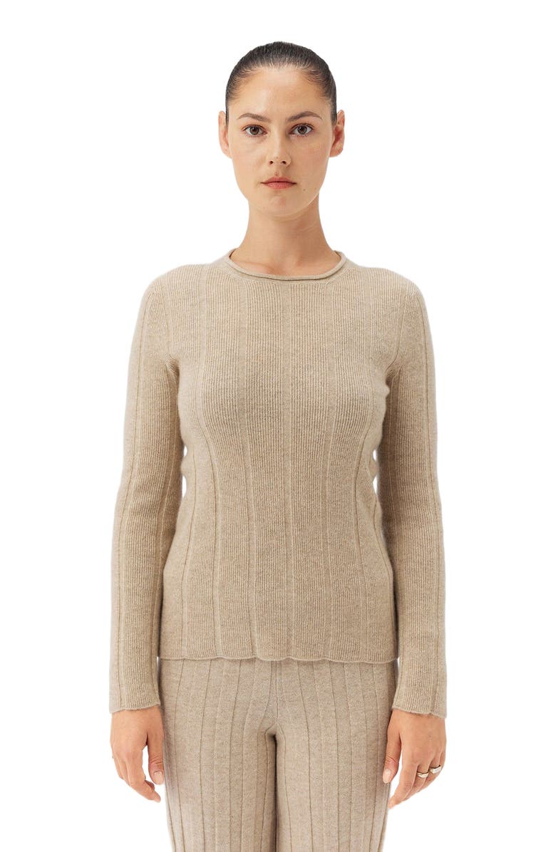 GOBI Mongolian Cashmere C-Neck Cashmere Sweater, Alternate, color, Warm Grey