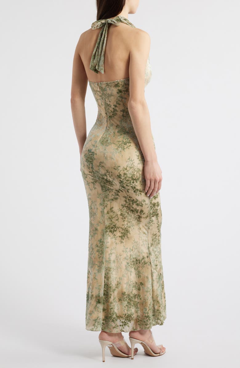 Rare London Burnout Cowl Neck Maxi Cocktail Dress, Alternate, color, 