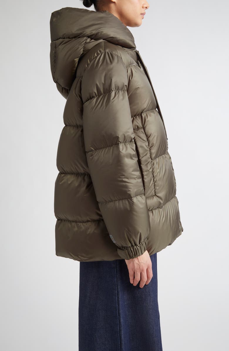 Max Mara The Cube Seia Hooded Down Jacket, Alternate, color, Kaki