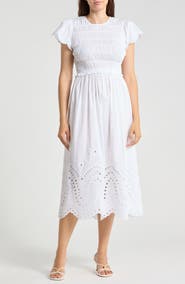 JMCLAUGHLIN Somerset Smocked Cotton Midi Dress