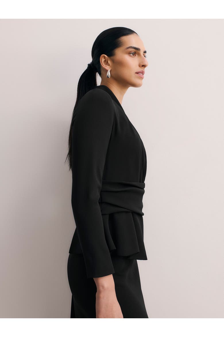 Belleville Draped Wrap Blouse, Alternate, color, Black