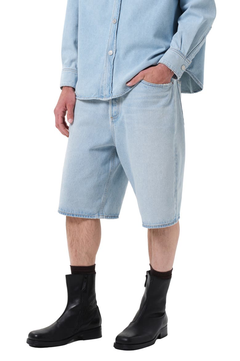 Fusion Slouchy Denim Skater Shorts, Main, color, EXTRACT PALE INDIGO