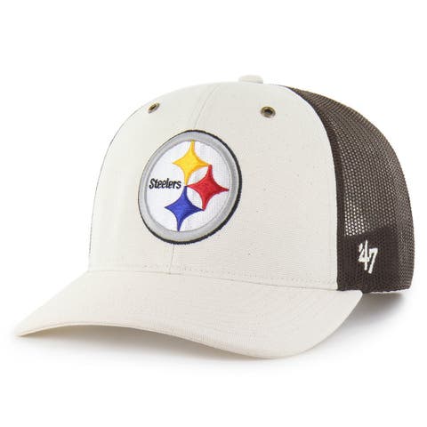Men's Carhartt x '47 Natural/Brown Pittsburgh Steelers Undyed Trucker Adjustable Hat