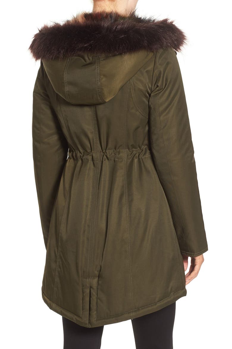Faux Fur Trim Parka, Alternate, color, OLIVE