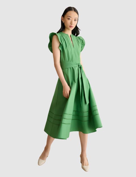 Vanessa Ruffle Sleeve Midi Dress