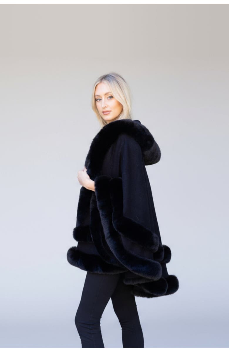 Le Fafo Jolie Hooded Cape Poncho, Alternate, color, Black