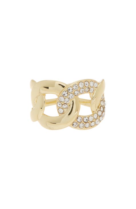 Pavé Crystal Chain Band Ring