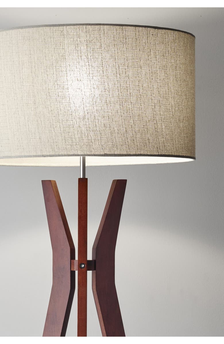 ADESSO LIGHTING Bedford Shelf Floor Lamp, Alternate, color, Solid Walnut Wood