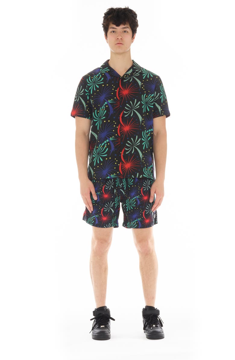 Cult of Individuality Fireworks Print Swim Trunks, Alternate, color, 