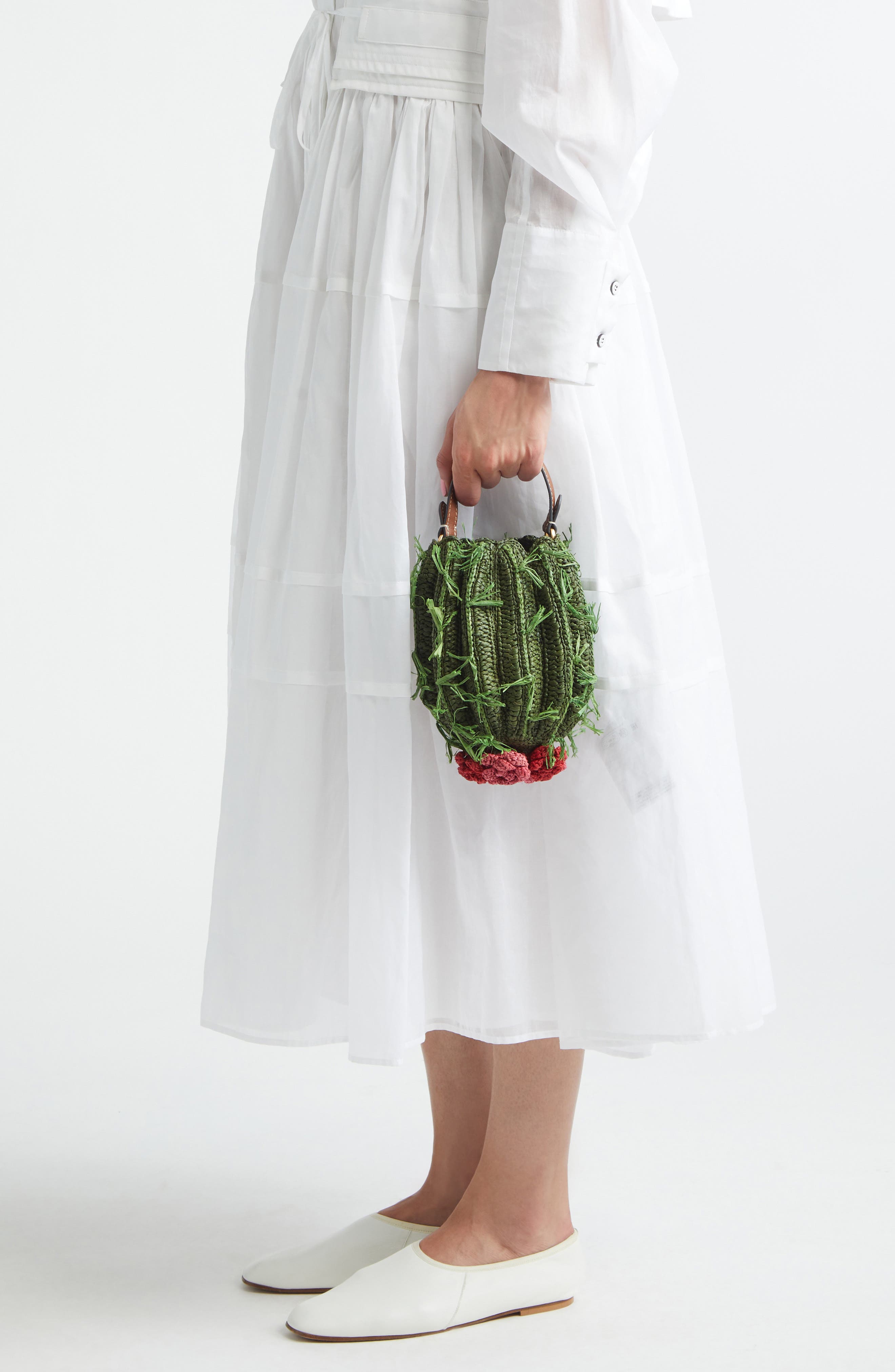 Anya Hindmarch Cactus Crochet Raffia Crossbody Bag, Alternate, color, Khaki