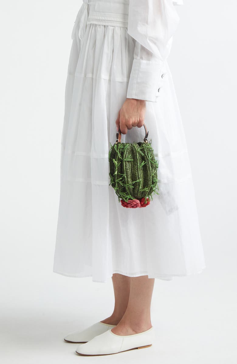 Anya Hindmarch Cactus Crochet Raffia Crossbody Bag, Alternate, color, Khaki