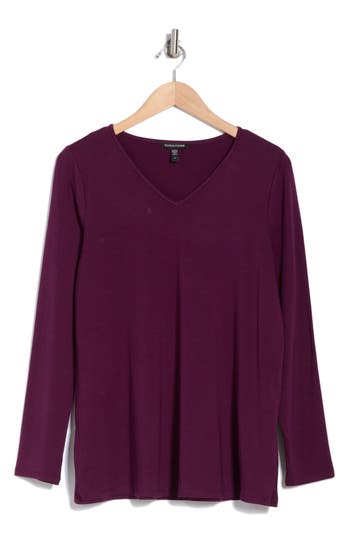 Eileen Fisher Easy V-neck Tunic In Blackberry
