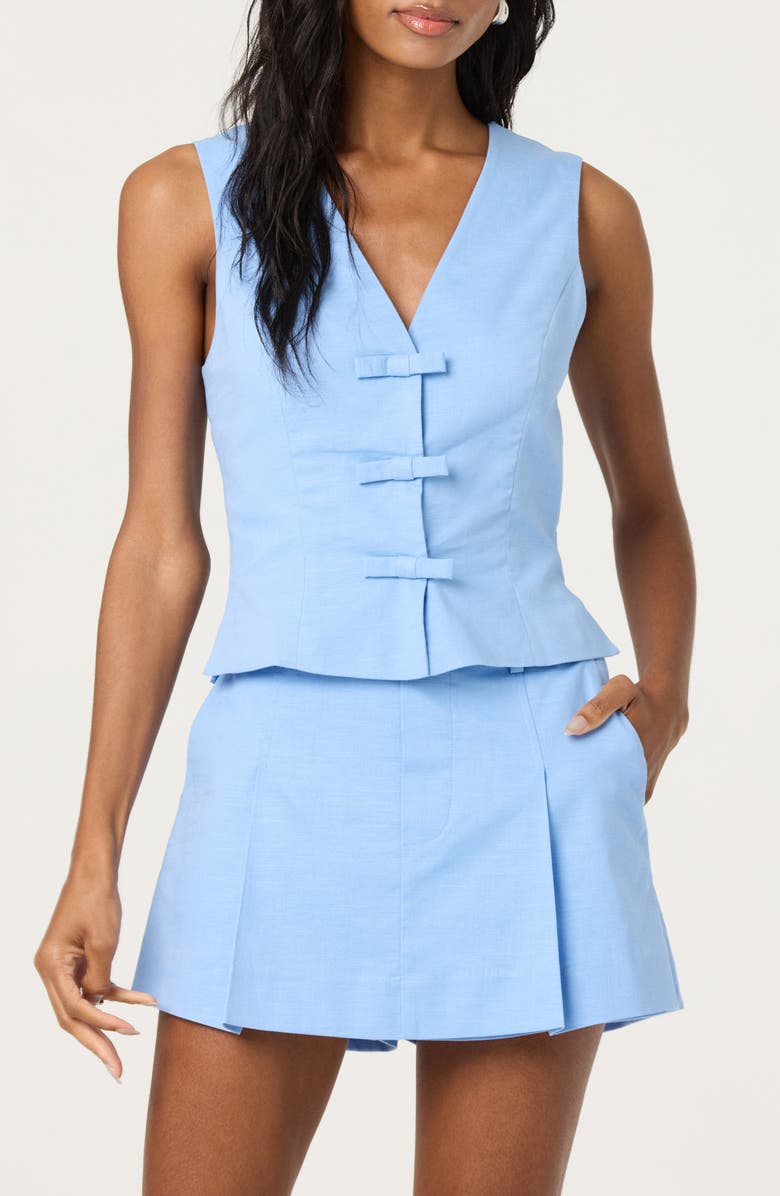 ASTR the Label Bow Front Cotton & Linen Vest, Main, color,