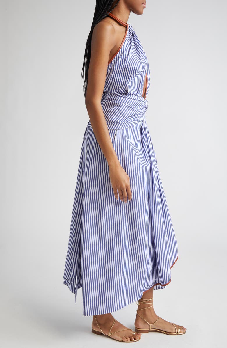 Johanna Ortiz Centro Del Cielo Stripe Halter Dress, Alternate, color, Off White / Blue