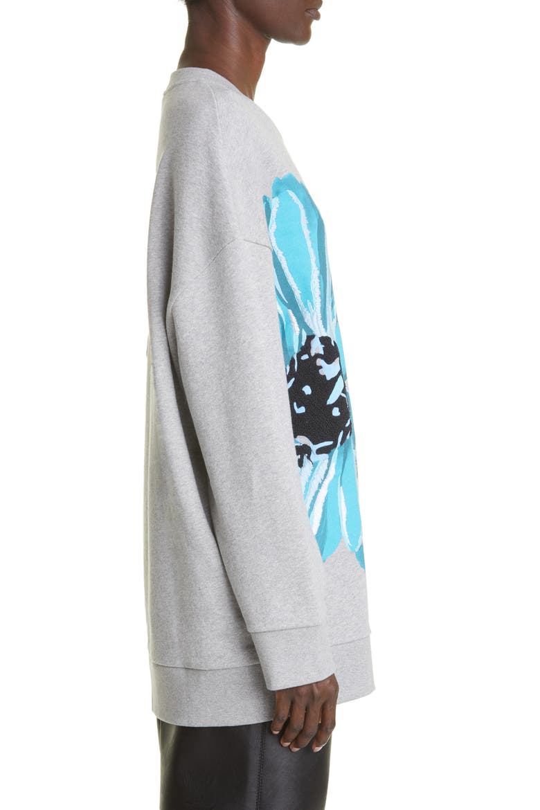 Giant Floral Print Cotton Sweatshirt, Alternate, color, 1264 LIGHT GREY MELANGE
