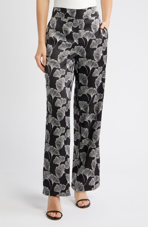 Anne Klein Print High Waist Pull-On Wide Leg Pants (Regular & Petite)