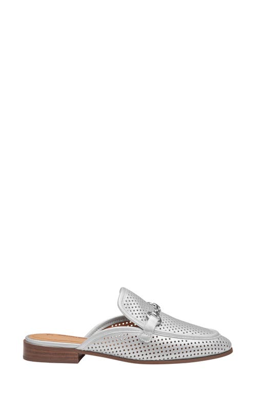 Johnston & Murphy Ali Perforated Bit Mule In White Pearlized Glove Leather