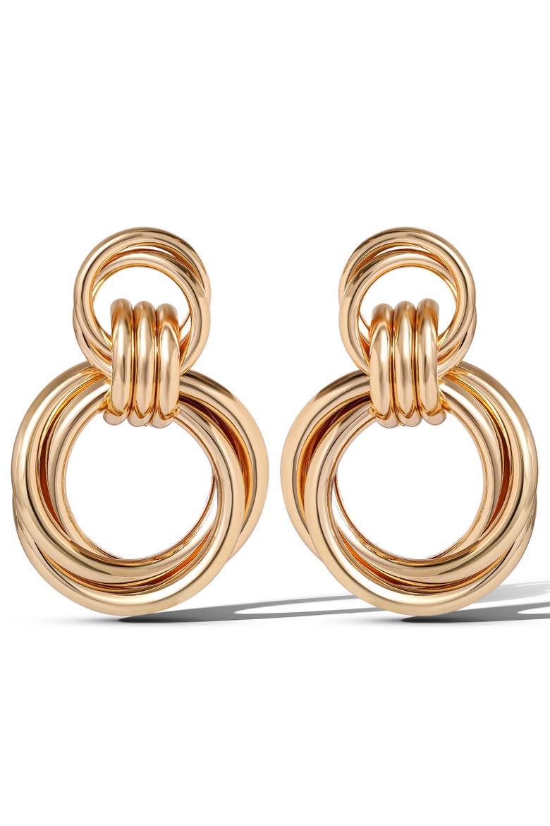 Interlocking Loop Earrings, Main, color, Gold