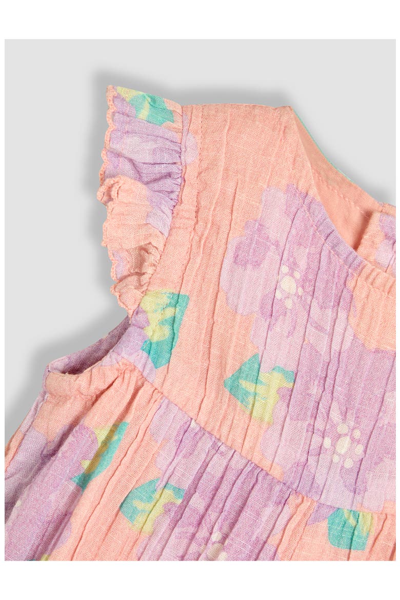 Tropical Floral Cotton Romper & Headband Set, Alternate, color, CORAL