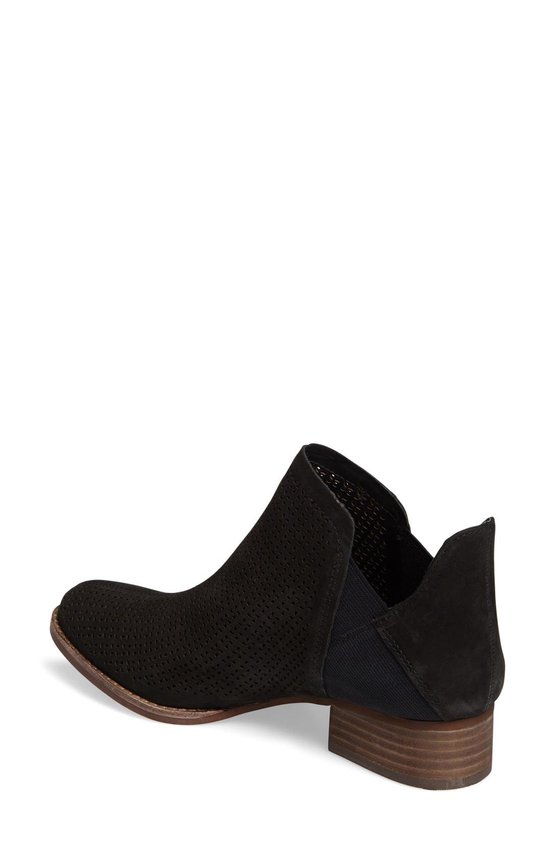 Celena Perforated Bootie, Alternate, color, BLACK NUBUCK LEATHER