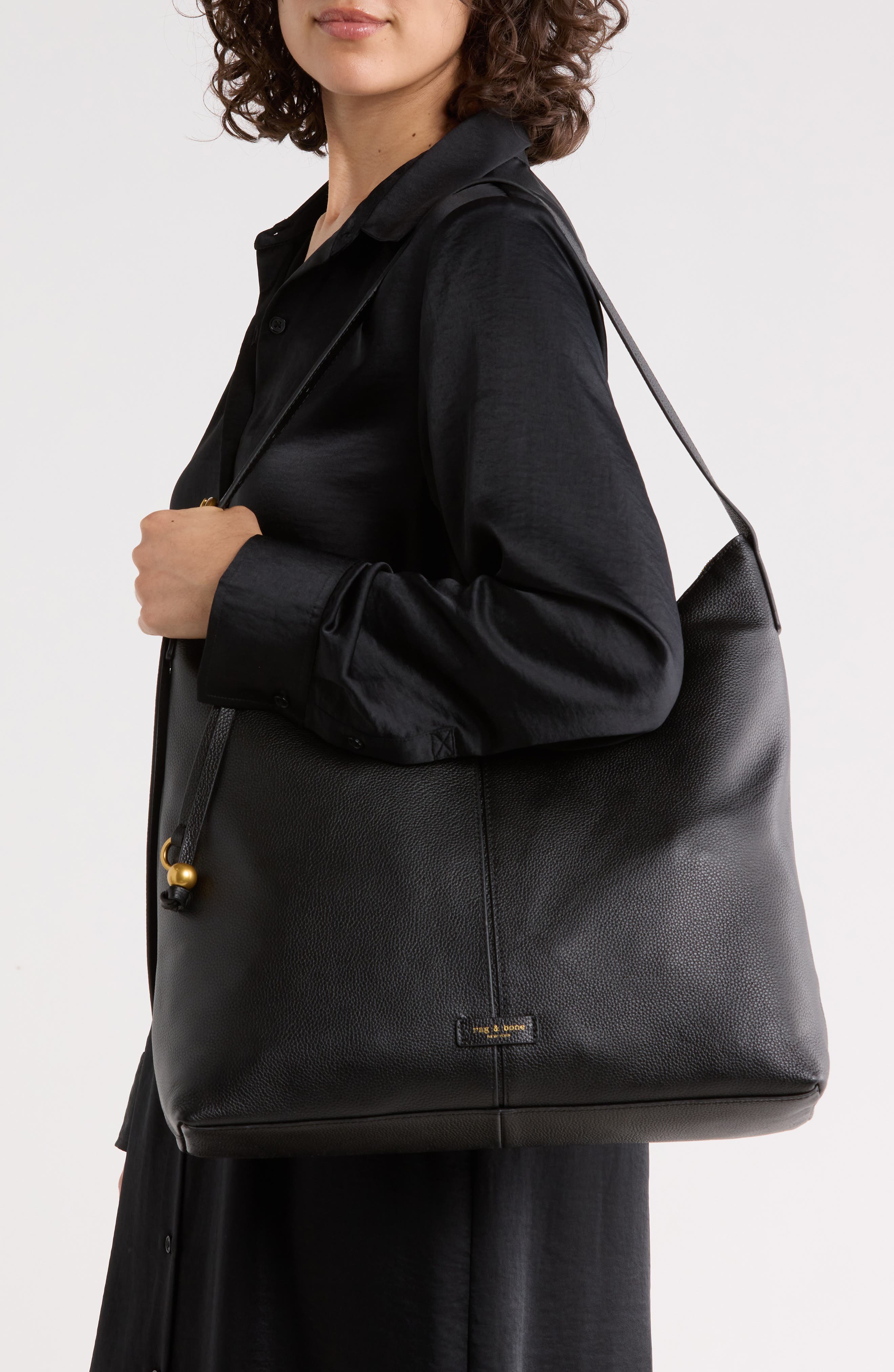 rag & bone Williamsburg Hobo Shoulder Bag, Alternate, color, Black