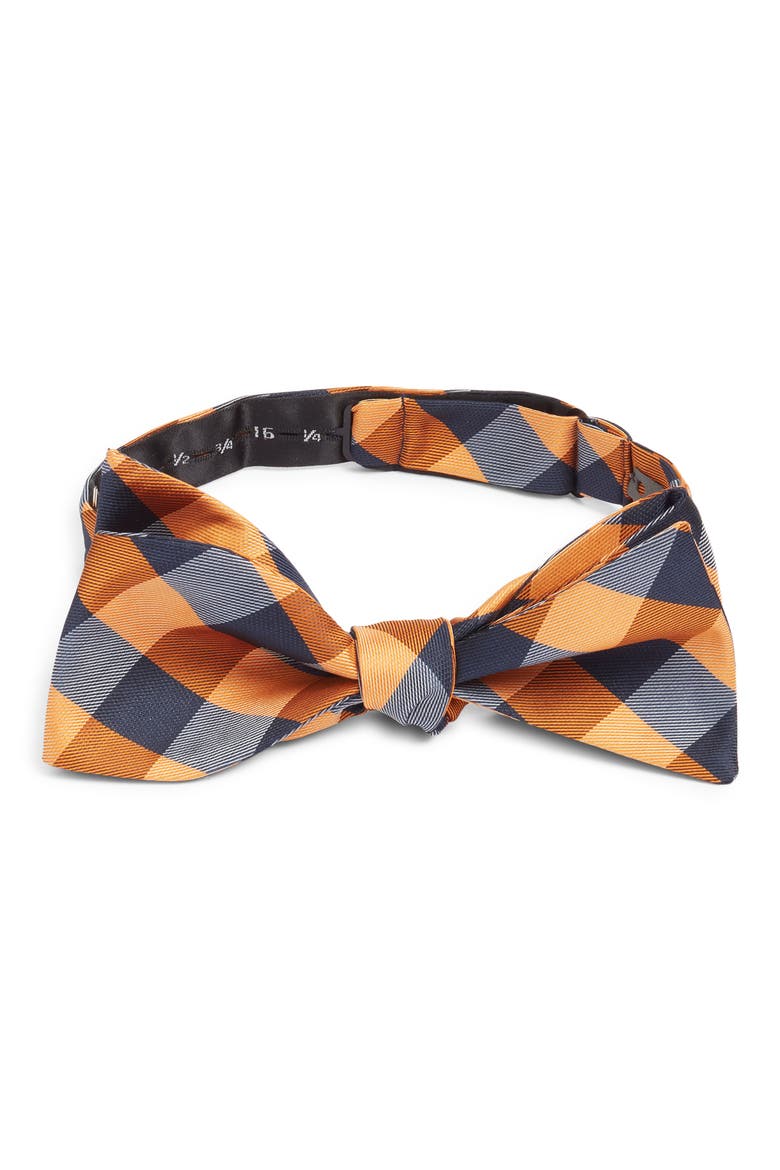 Plaid Silk Bow Tie, Main, color, ORANGE