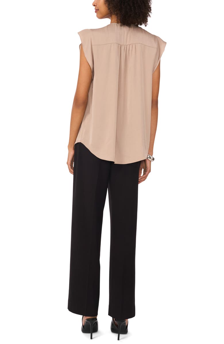 Vince Camuto Ruffle Sleeve Satin Top, Alternate, color, Cafe