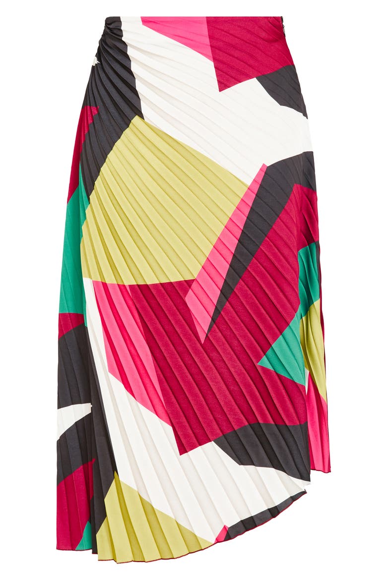 Amaya Print Pleated Satin Maxi Skirt, Alternate, color, STANDOUT GEO