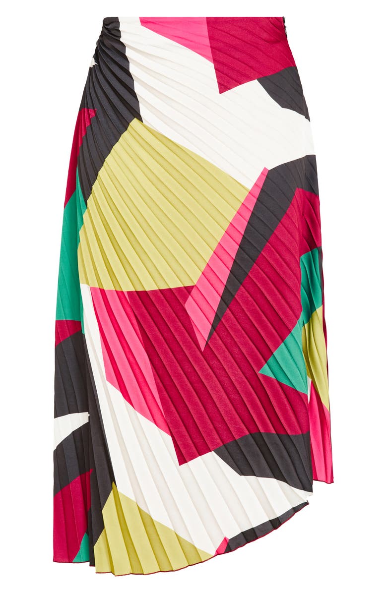 City Chic Amaya Print Pleated Satin Maxi Skirt, Alternate, color,