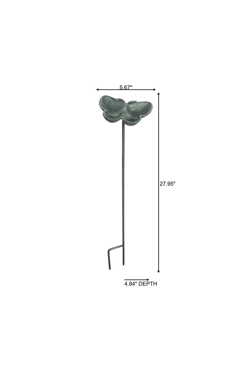 Iron Butterfly Birdfeeder Metallic for Spring Garden Decor, Alternate, color, Green