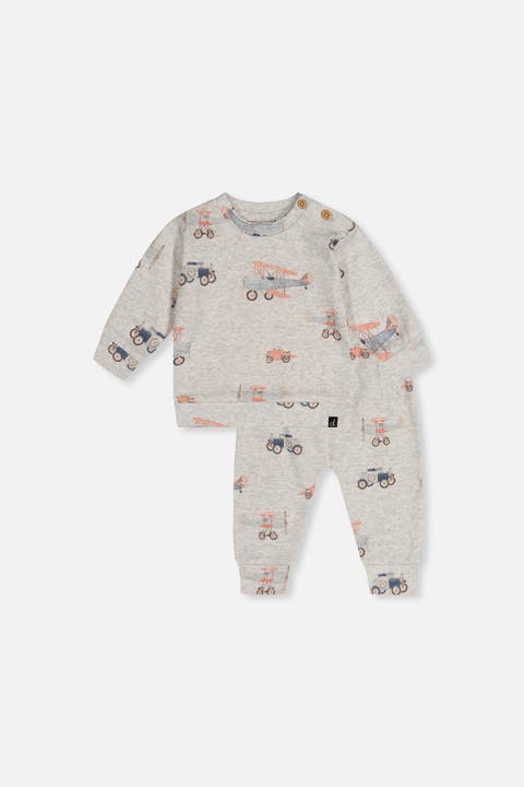 Organic Cotton Airplanes Pants and Long Sleeve Top Set