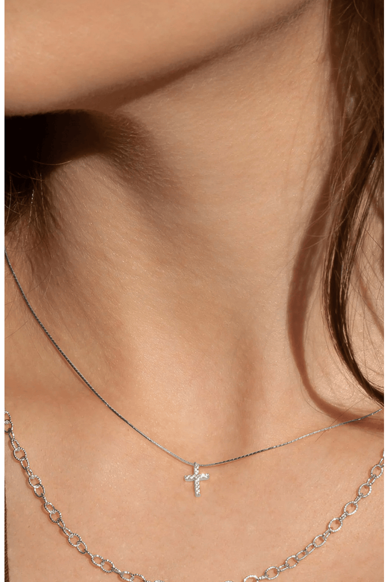 18K Gold Plated Sterling Silver Minimal Grace Necklace Set Gift Idea, Alternate, color, Silver