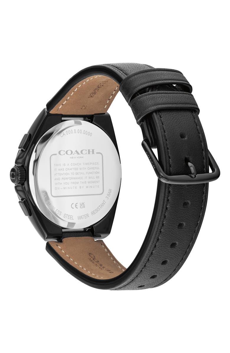COACH Jackson Black Multifunction Leather Strap Watch, 41.5mm, Alternate, color, Black